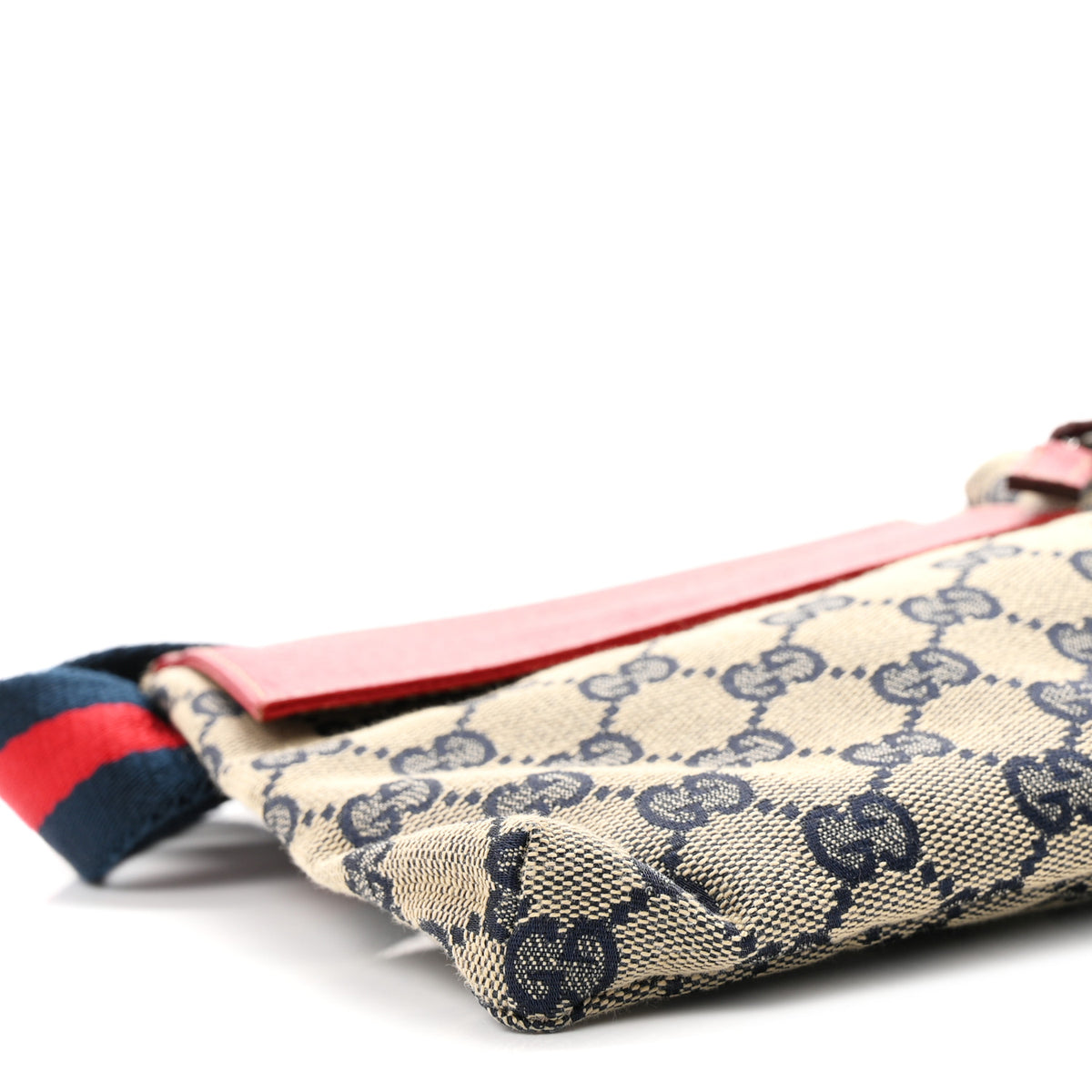 GG Monogram Web Double Pocket Belt Bag Navy Red