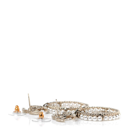 Chanel Crystal Pearl Chanel Charms CC Drop Earrings Gold 5 of 7