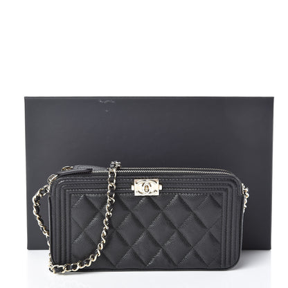 Chanel Caviar Quilted Small Boy Clutch With Chain Black 13 of 13