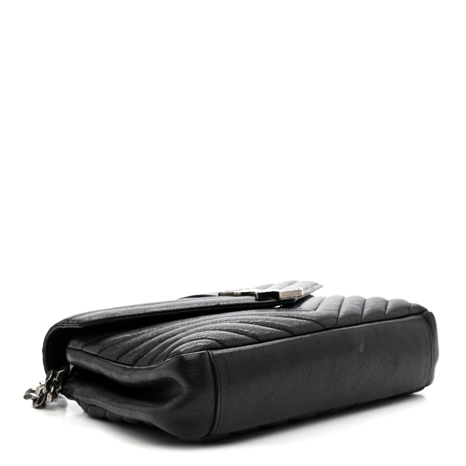 Saint Laurent Sheepskin Matelasse Chevron Monogram Medium College Bag Light Coal 4 of 15