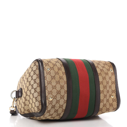 Gucci Monogram Vintage Web Medium Boston Dark Brown 3 of 12