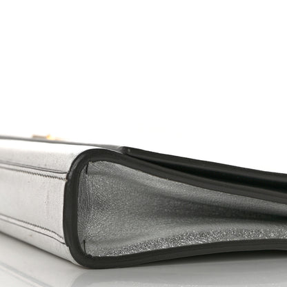 Saint Laurent Metallic Calfskin Classic Monogram Cassandre Clutch Silver 5 of 12