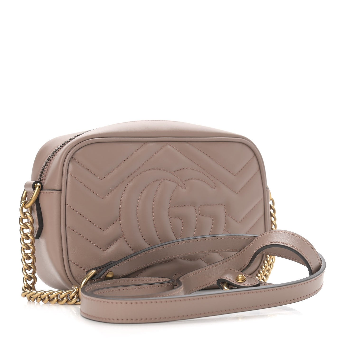 Calfskin Matelasse Mini GG Marmont Chain Shoulder Bag Porcelain Rose