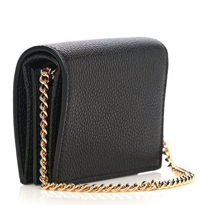 Gucci Grainy Calfskin Zumi Chain Card Case Wallet Black 3 of 10
