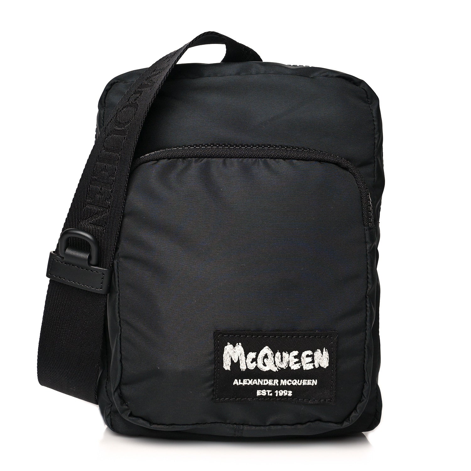 Alexander McQueen Canvas Logo-Embroidered Messenger Bag Black 1 of 11