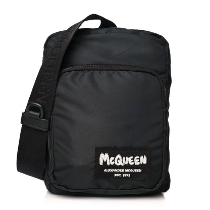 Alexander McQueen Canvas Logo-Embroidered Messenger Bag Black 1 of 11