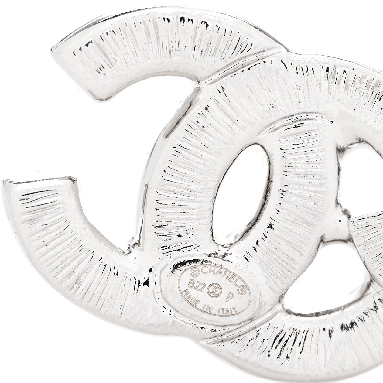 Baguette Crystal Double CC Earrings Silver