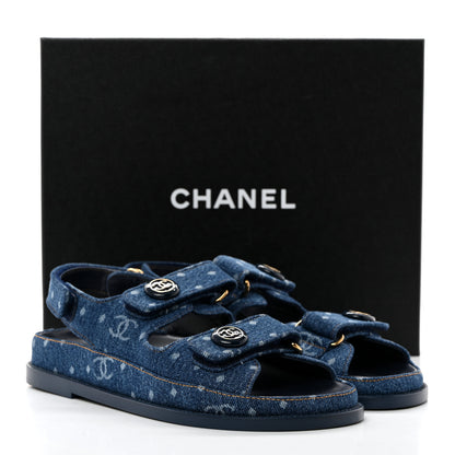 Chanel Denim CC Dad Sandals 37.5 Dark Blue 9 of 9