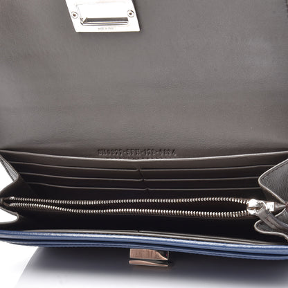 Fendi Vitello Century Bi-Color Peekaboo Continental Wallet Blue Carbone 5 of 11