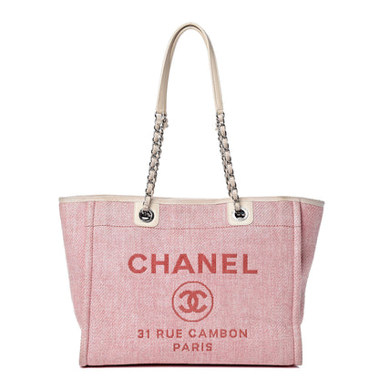 Chanel Woven Straw Raffia Small Deauville Tote Pink 1 of 17