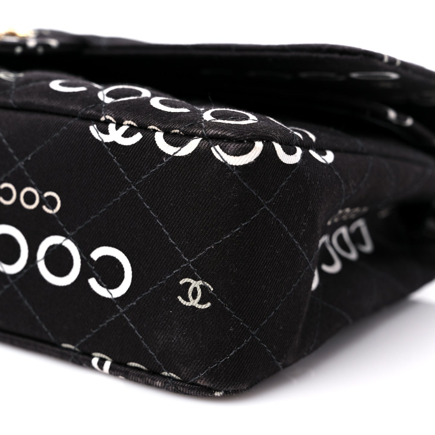 Canvas Coco Printed Quilted Medium Double Flap Black White