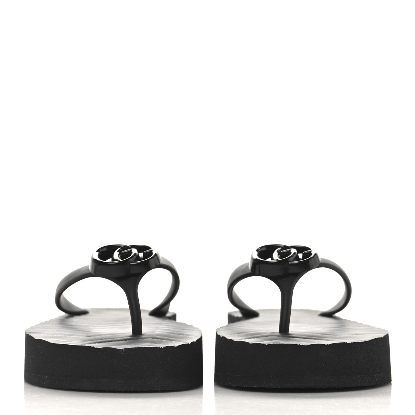Rubber Chevron Womens GG Thong Sandals 40 Black