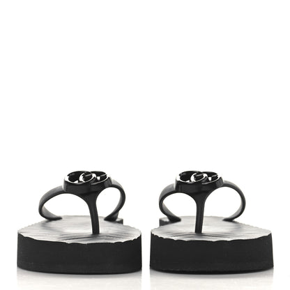 Gucci Rubber Chevron Womens GG Thong Sandals 40 Black 3 of 8