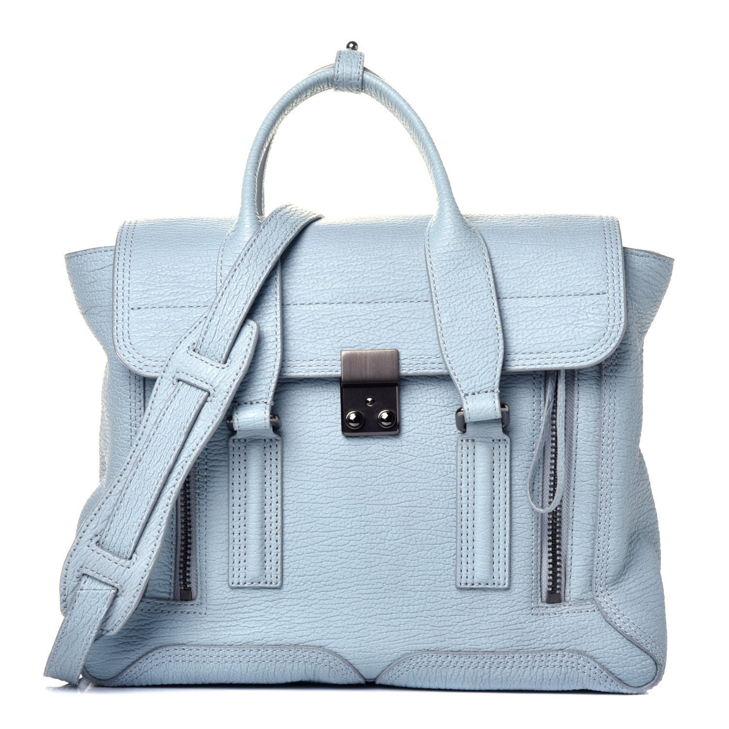3.1 Phillip Lim Textured Calfskin Medium Pashli Satchel Light Blue 1 of 10