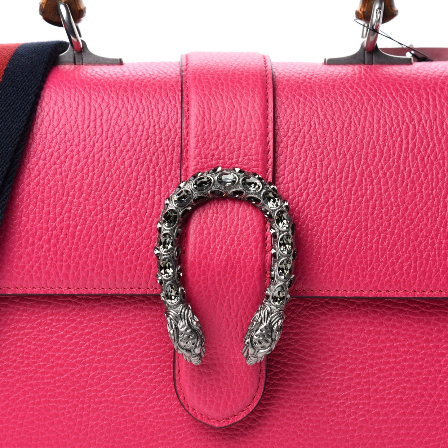 Dollar Calfskin Crystal Web Medium Dionysus Bamboo Top Handle Bag Box Pink Black Diamond