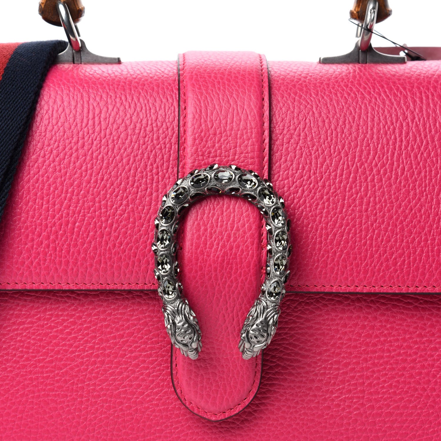 Gucci Dollar Calfskin Crystal Web Medium Dionysus Bamboo Top Handle Bag Box Pink Black Diamond 13 of 13