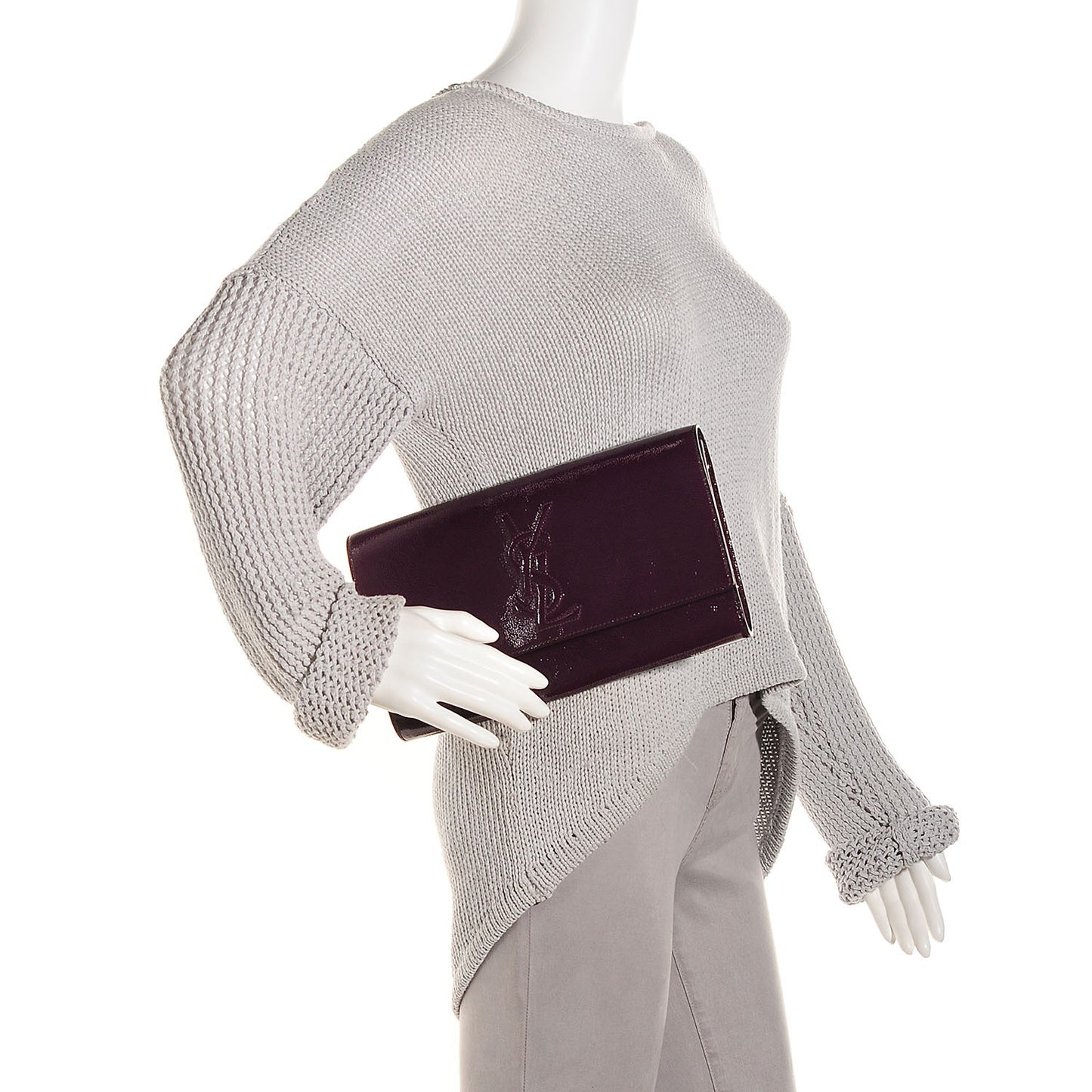Textured Patent Large Belle De Jour Clutch Violet