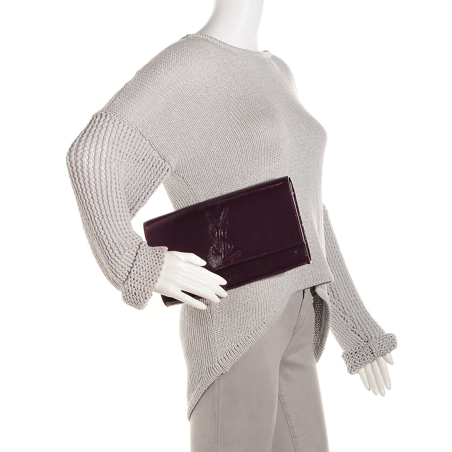 Saint Laurent Textured Patent Large Belle De Jour Clutch Violet 2 of 7