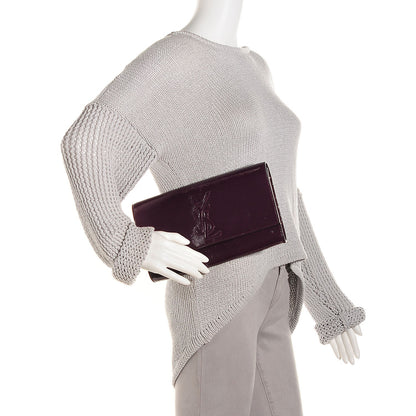 Saint Laurent Textured Patent Large Belle De Jour Clutch Violet 2 of 7
