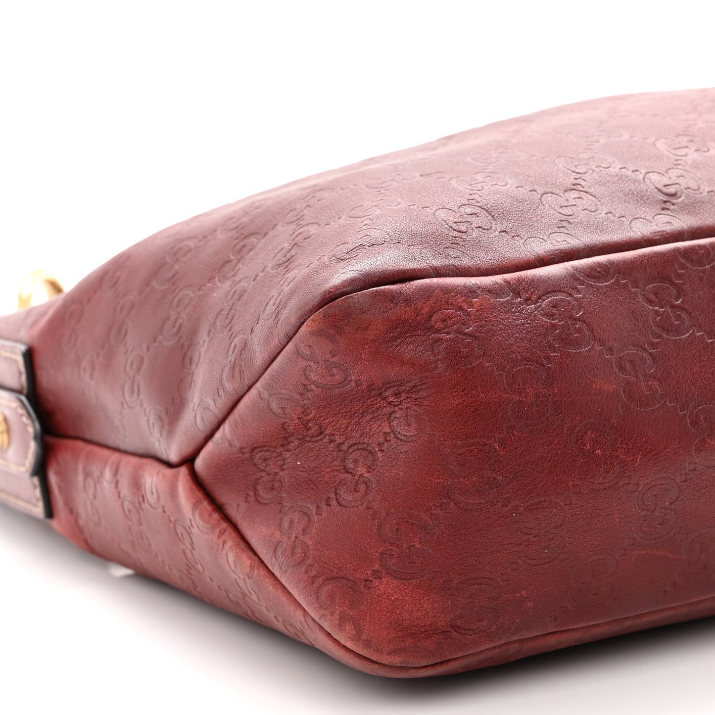 Guccissima Medium Horsebit Chain Hobo Red