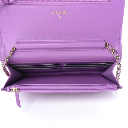Chanel Caviar Quilted CC Filigree Wallet On Chain WOC Purple 5 of 12