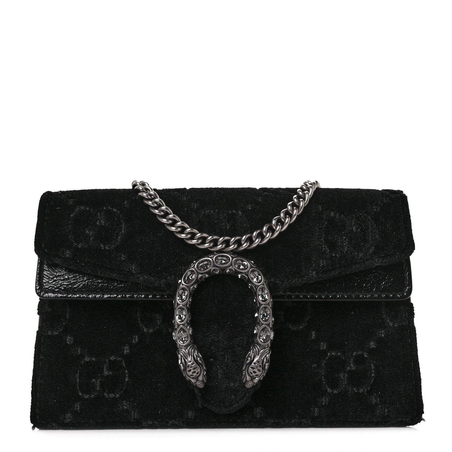 Velvet GG Monogram Super Mini Dionysus Shoulder Bag Black