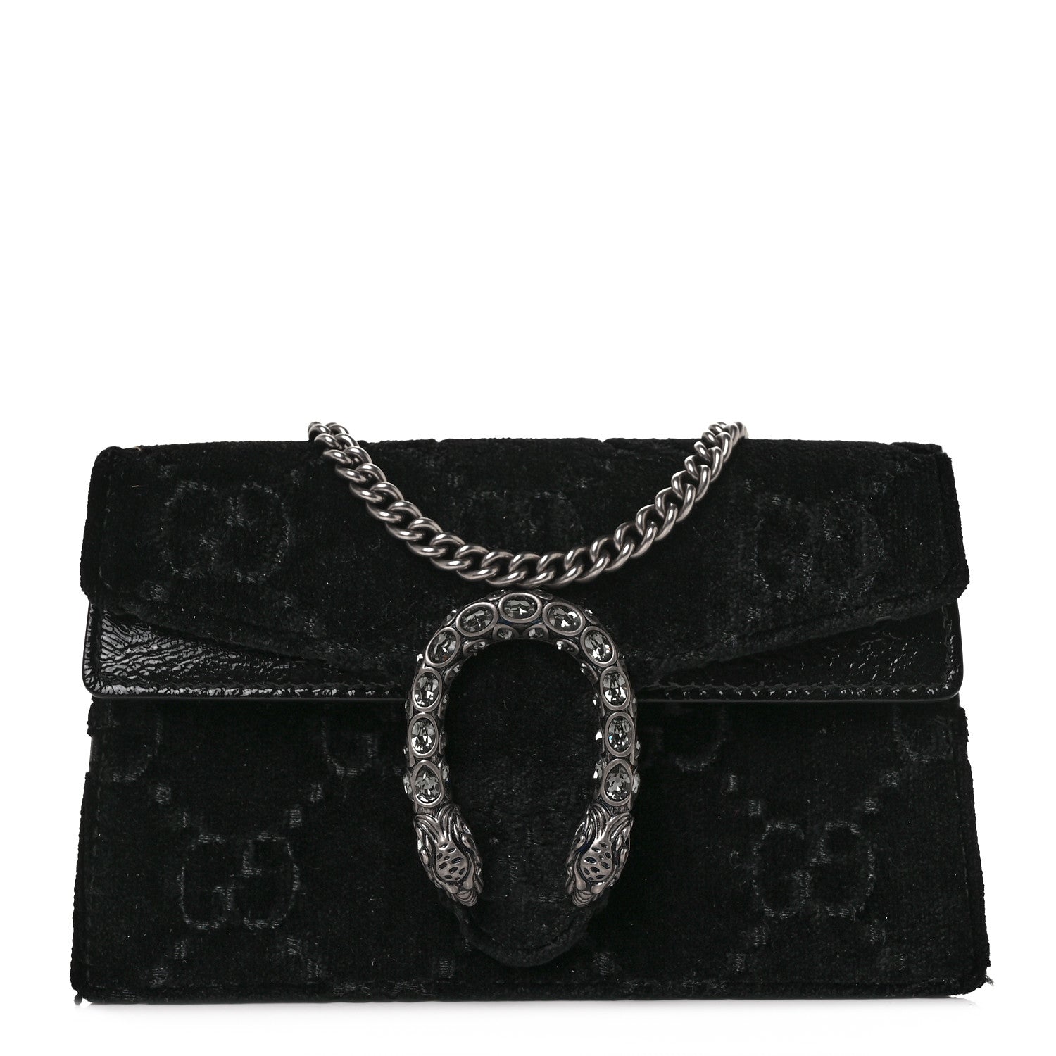 Gucci Velvet GG Monogram Super Mini Dionysus Shoulder Bag Black 1 of 7