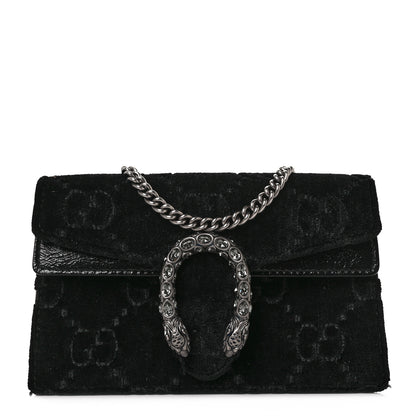 Gucci Velvet GG Monogram Super Mini Dionysus Shoulder Bag Black 1 of 7