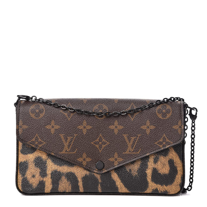 Louis Vuitton Monogram Animal Print Pochette Felicie Chain Wallet 1 of 15