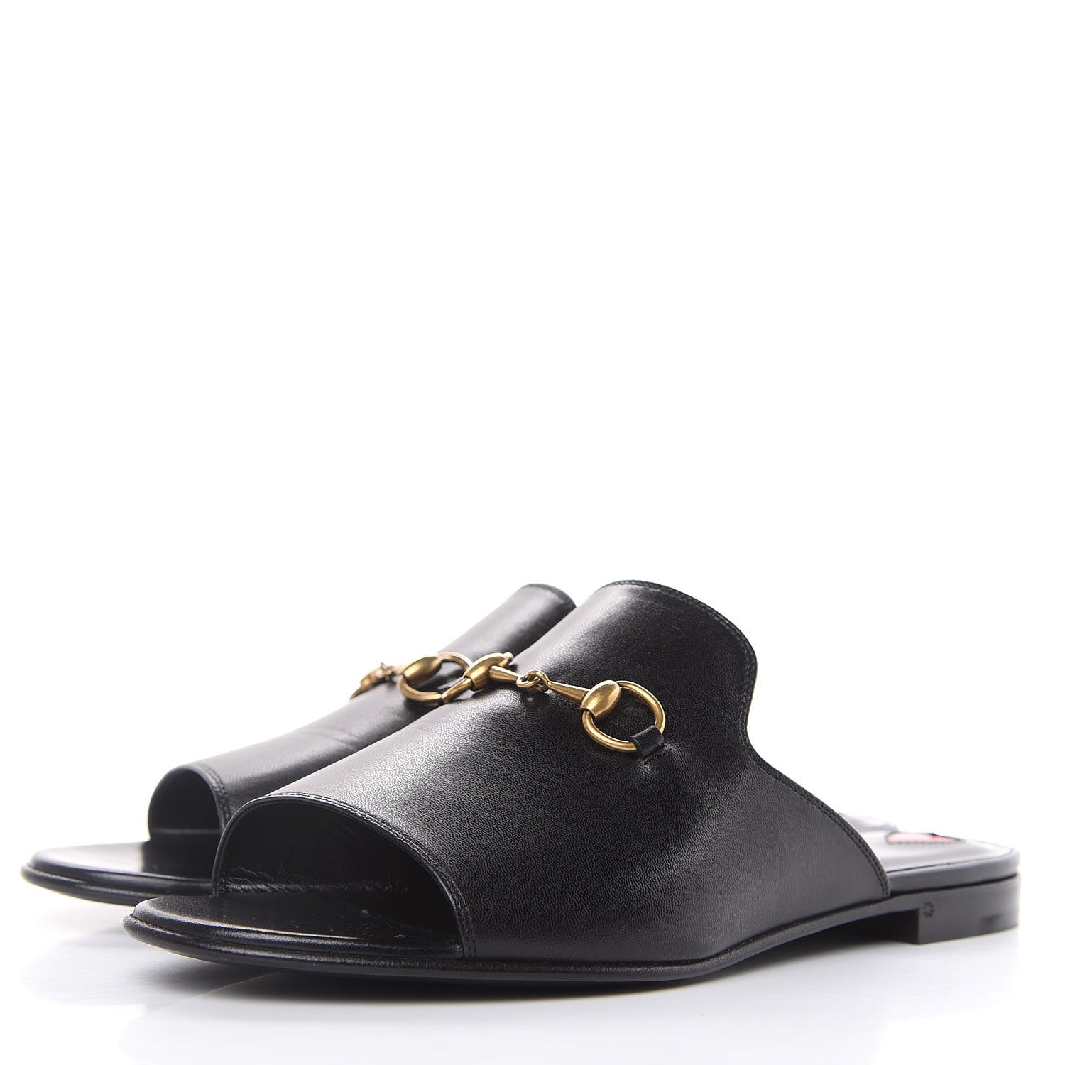 Gucci Malaga Kid Horsebit Slide Sandals 37.5 Black 3 of 11