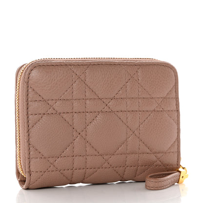 Christian Dior Grained Calfskin Supple Cannage Caro Scarlet Zipped Wallet Rose Des Vents 3 of 9