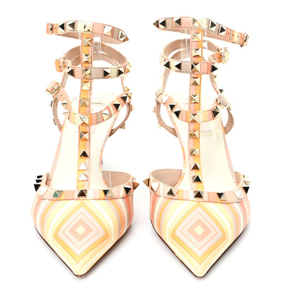 Valentino Garavani Vitello Native Couture 1975 Rockstud Rolling Ankle Strap Pumps 40 Mandarin Sorbet 3 of 9
