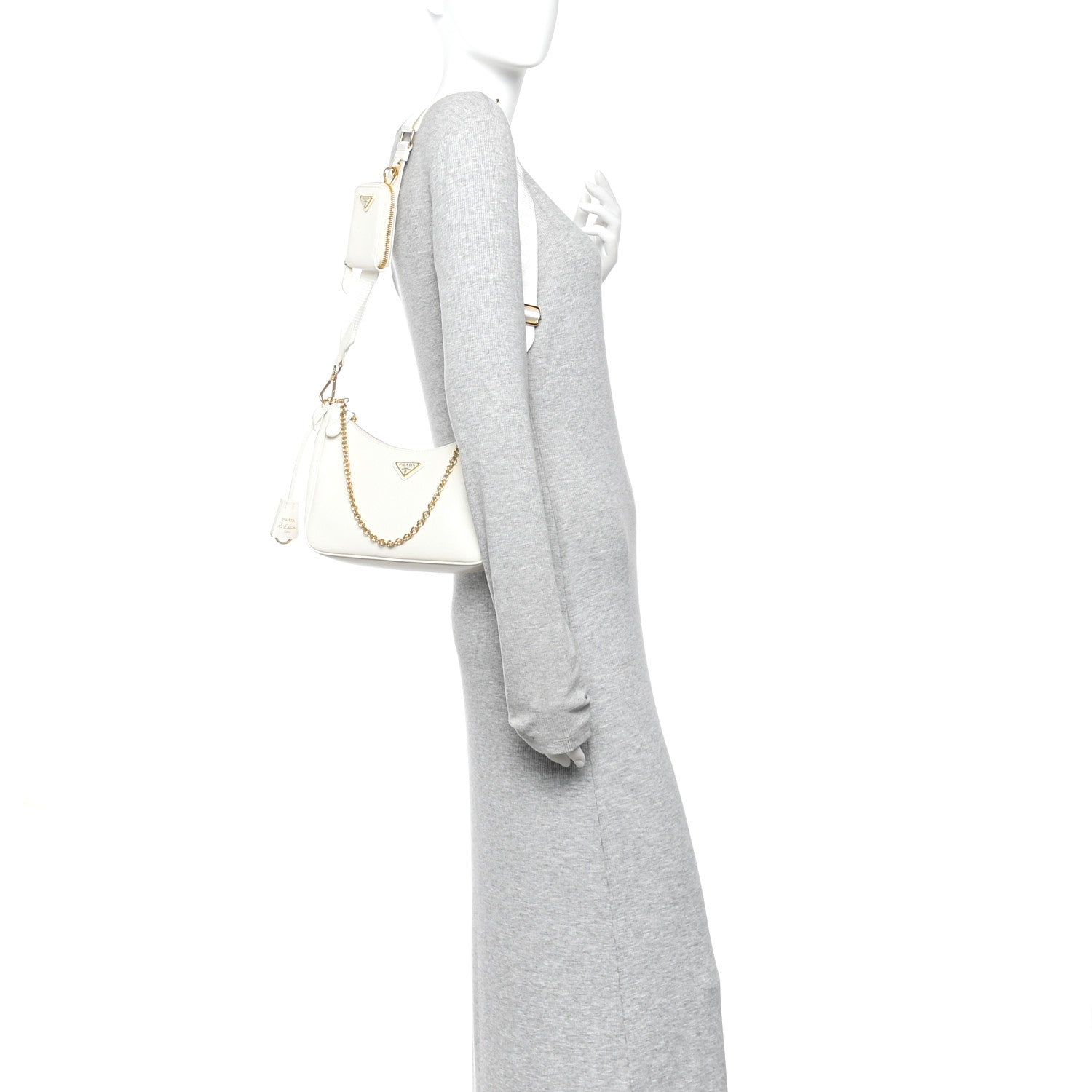 Prada Saffiano Re-Edition 2005 Shoulder Bag White 2 of 11