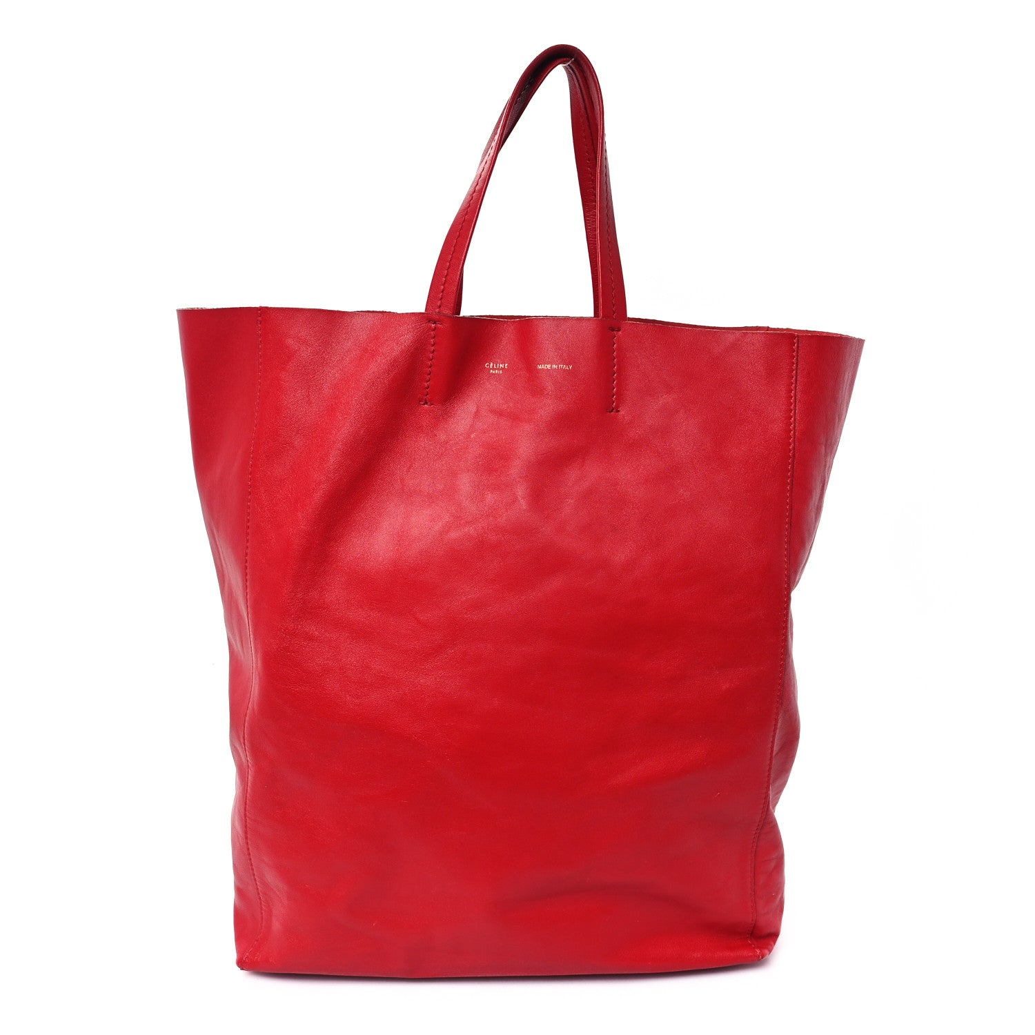Celine Lambskin Vertical Cabas Red 1 of 10