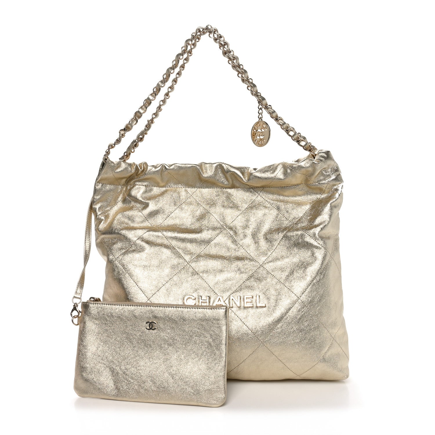 Chanel Metallic Calfskin Quilted Chanel 22 Golden 1617265