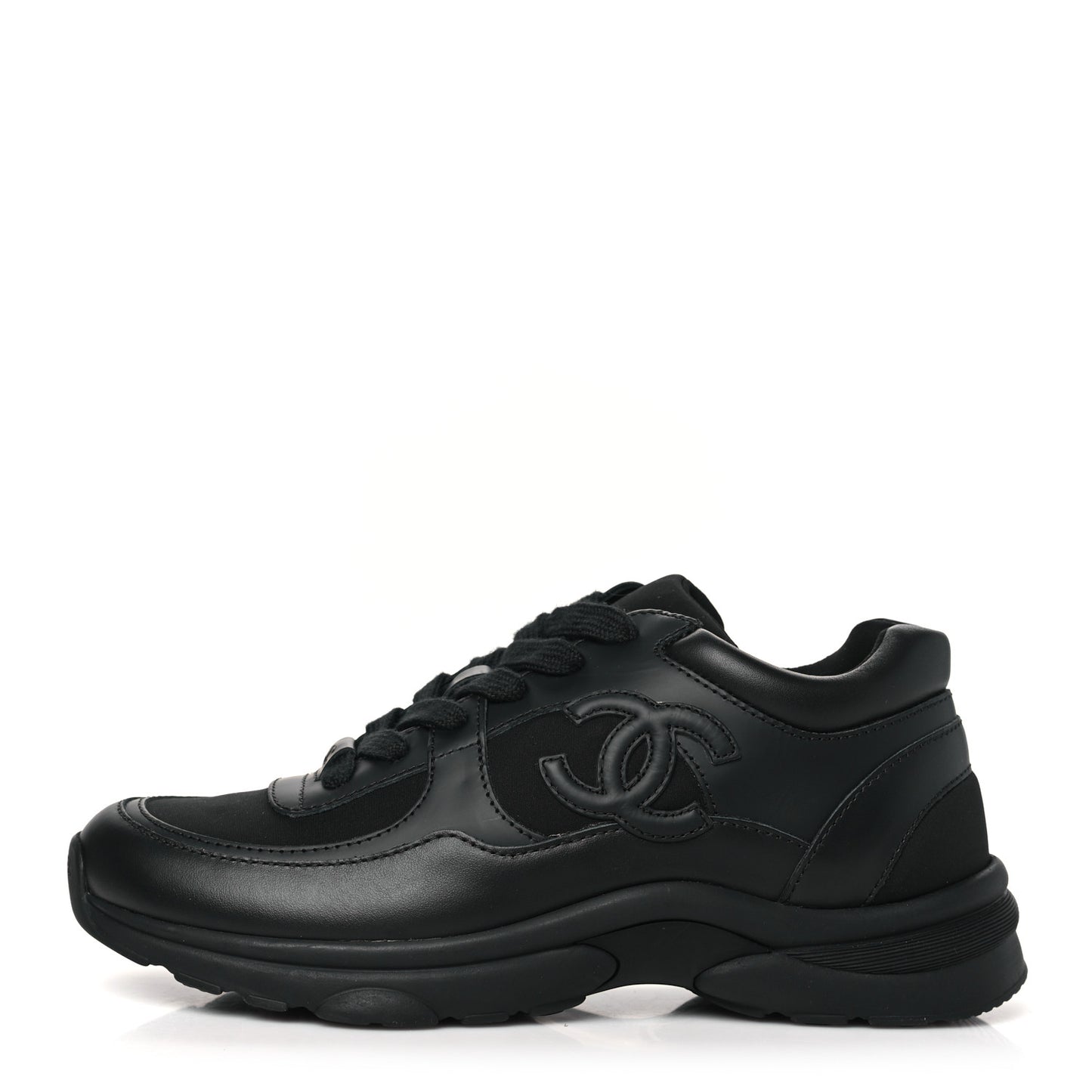 Lambskin Fabric CC Uniform Sneakers 38 Black