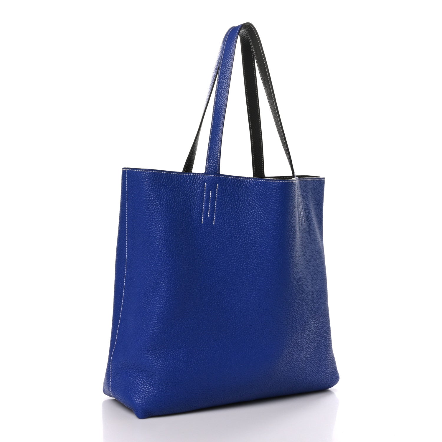 Hermes Taurillon Clemence Double Sens 36 Reversible Tote Graphite Bleu Electrique 10 of 12