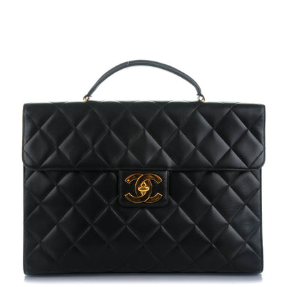 Chanel Lambskin Quilted Briefcase Laptop Bag Black 1 of 8