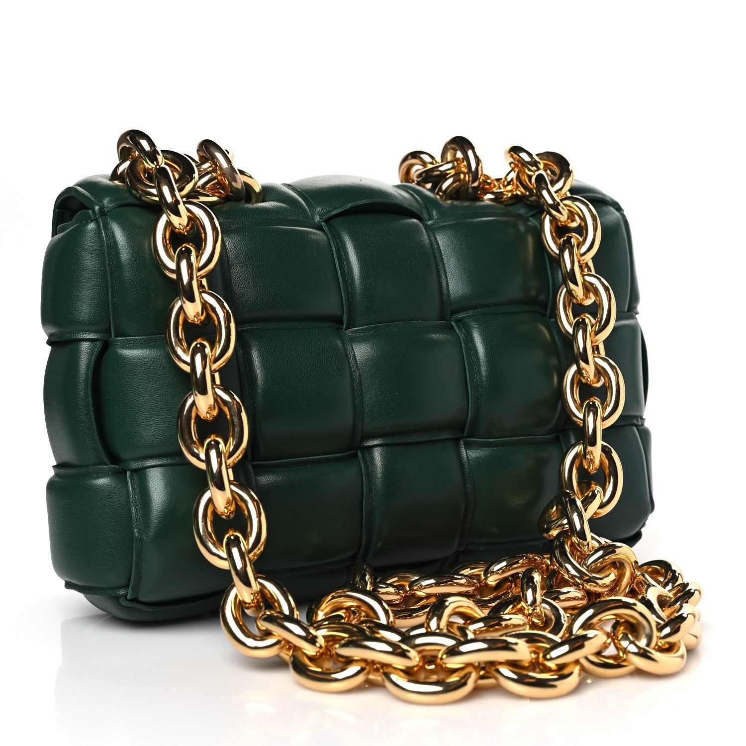 Bottega Veneta Lambskin Maxi Intreccio Padded Chain Cassette Crossbody Bag Raintree 3 of 9