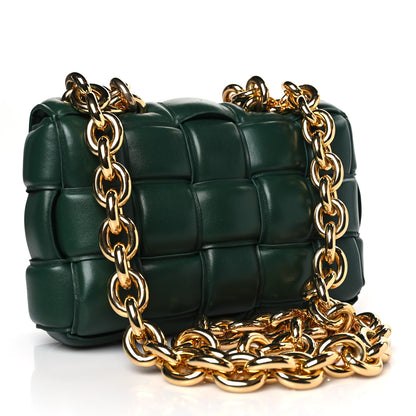 Bottega Veneta Lambskin Maxi Intreccio Padded Chain Cassette Crossbody Bag Raintree 3 of 9