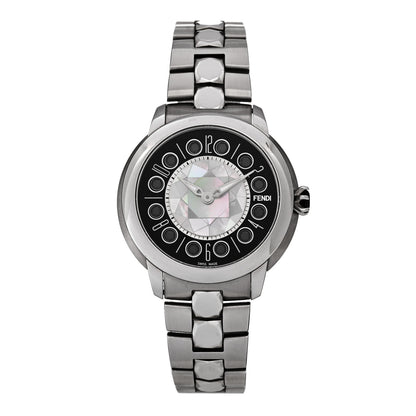 Fendi Stainless Steel Mother of Pearl Topaz Spinel 38mm Ishine Rotating Gem Two Tone Quartz Watch Black 3 of 7