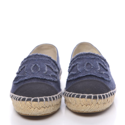 Chanel Denim Toile CC Espadrilles 36 Navy Black 2 of 14