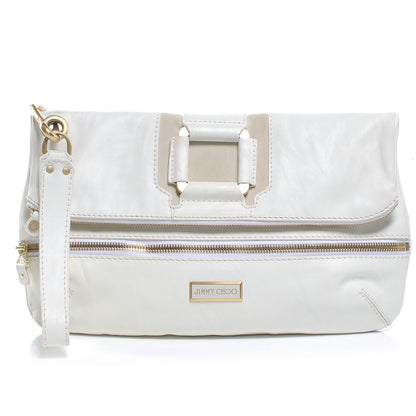 Jimmy Choo Leather Mave Foldover Clutch White 1 of 8