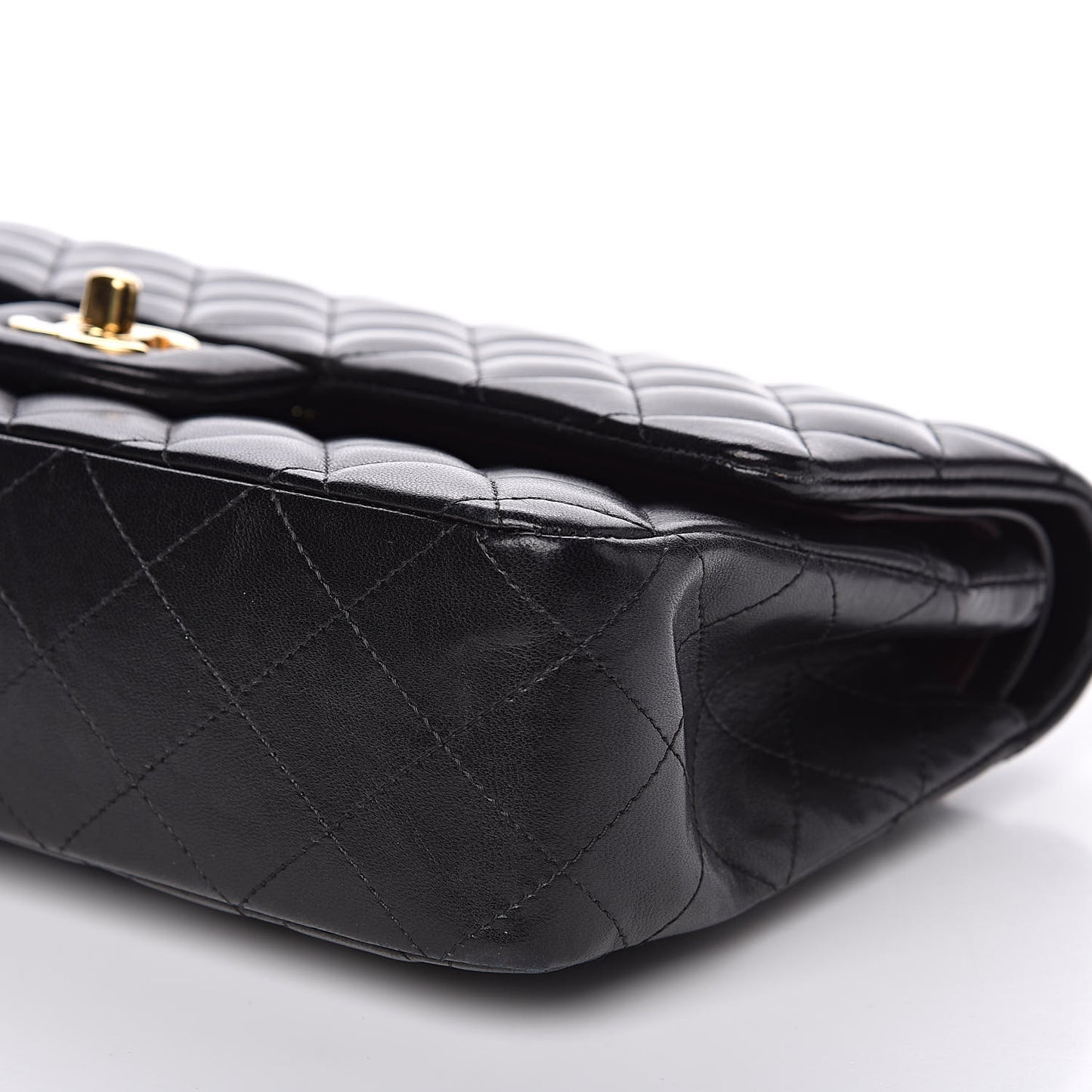 Lambskin Quilted Medium Double Flap Black
