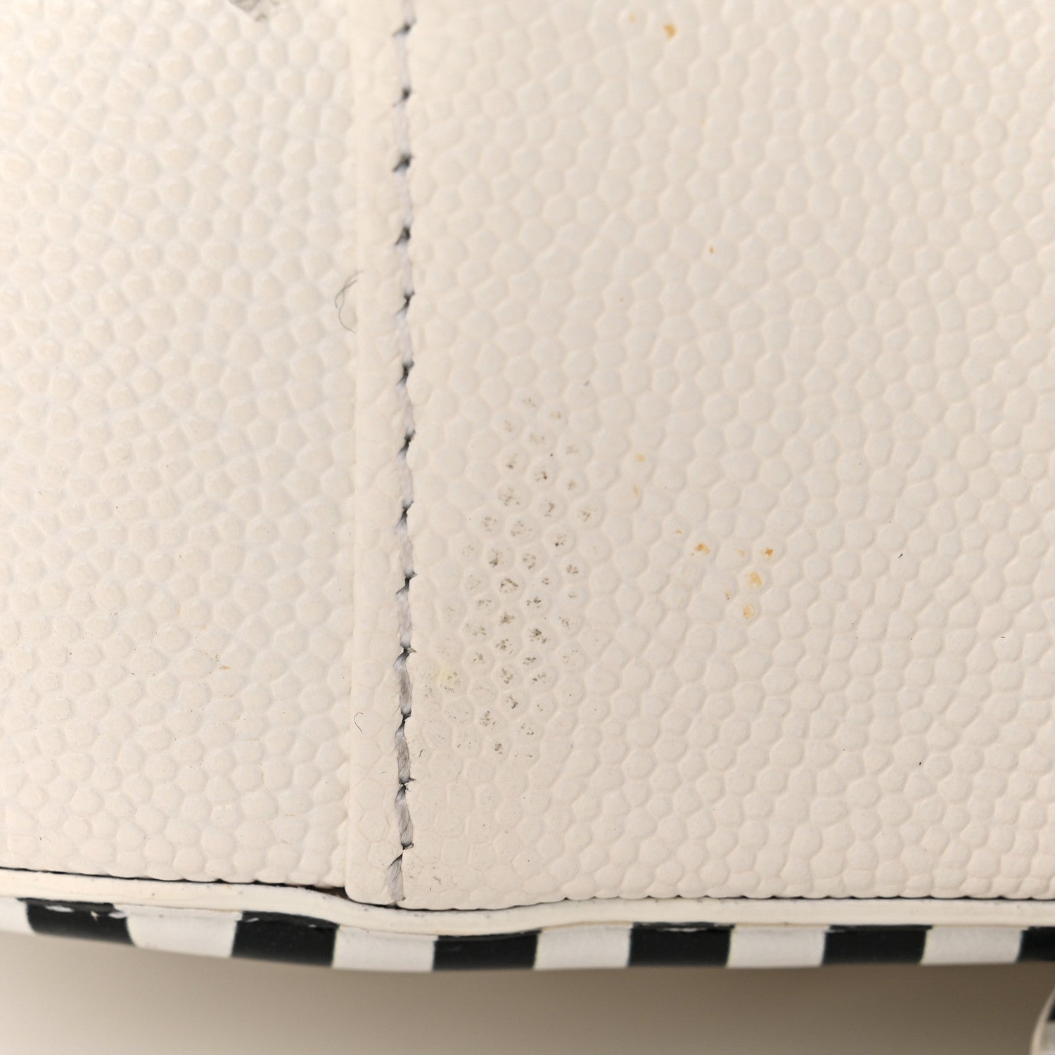 Chanel Caviar Quilted Striped Medium CC Filigree Vanity Case White Black 13 of 15