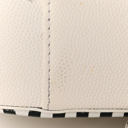 Chanel Caviar Quilted Striped Medium CC Filigree Vanity Case White Black 13 of 15