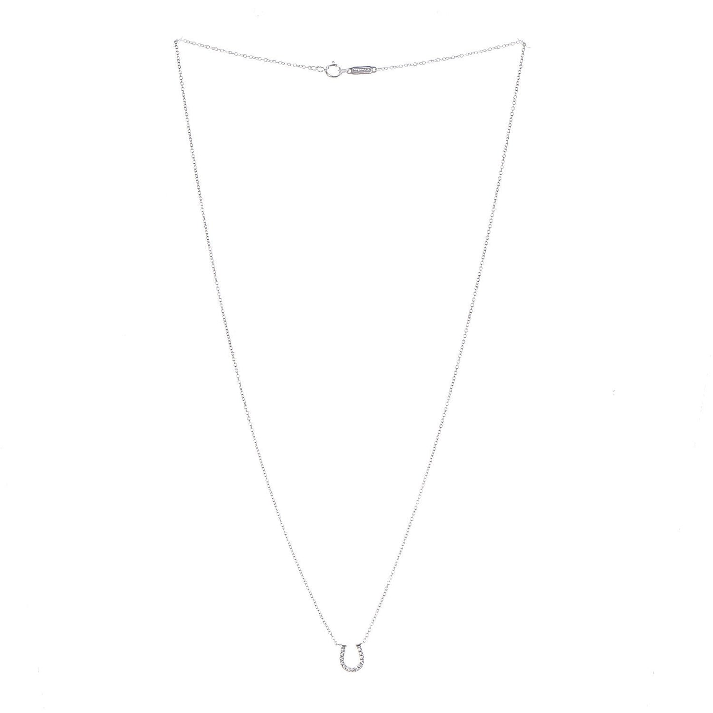 18K White Gold Diamond Mini Metro Horseshoe Pendant Necklace