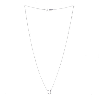 Tiffany 18K White Gold Diamond Mini Metro Horseshoe Pendant Necklace 3 of 5