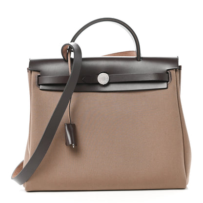 Hermes Vache Hunter Toile Herbag Zip Retourne 31 PM  Etoupe Ebene 1 of 12