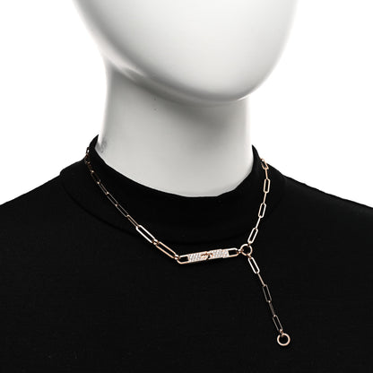 Hermes 18K Rose Gold Diamond Pave PM Kelly Chaine Lariat Necklace SH 2 of 5